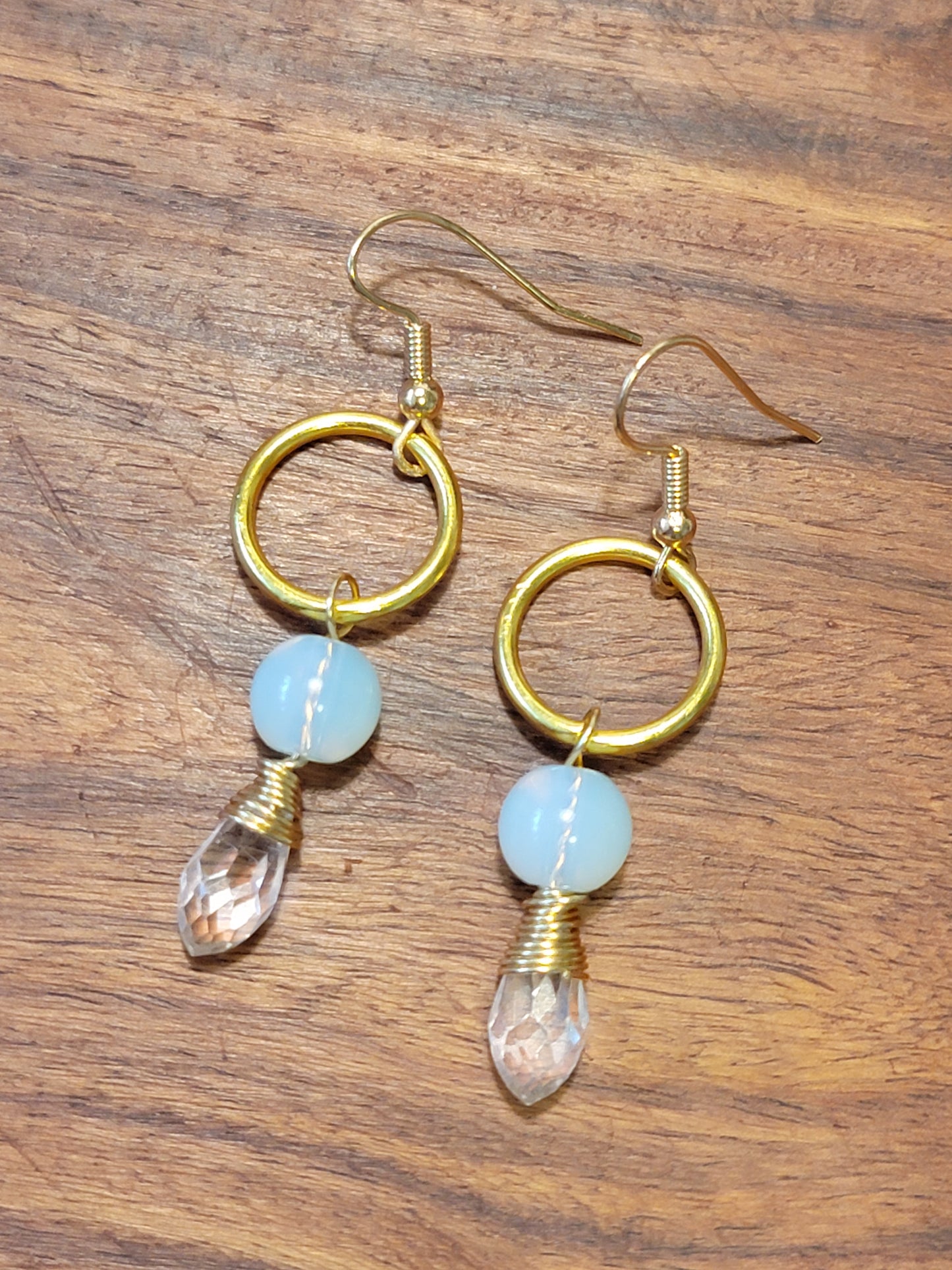 Goddess Gear: Opalite and Quartz Dangle Earrings