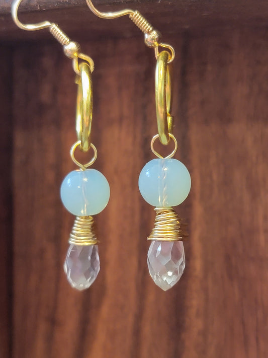 Goddess Gear: Opalite and Quartz Dangle Earrings