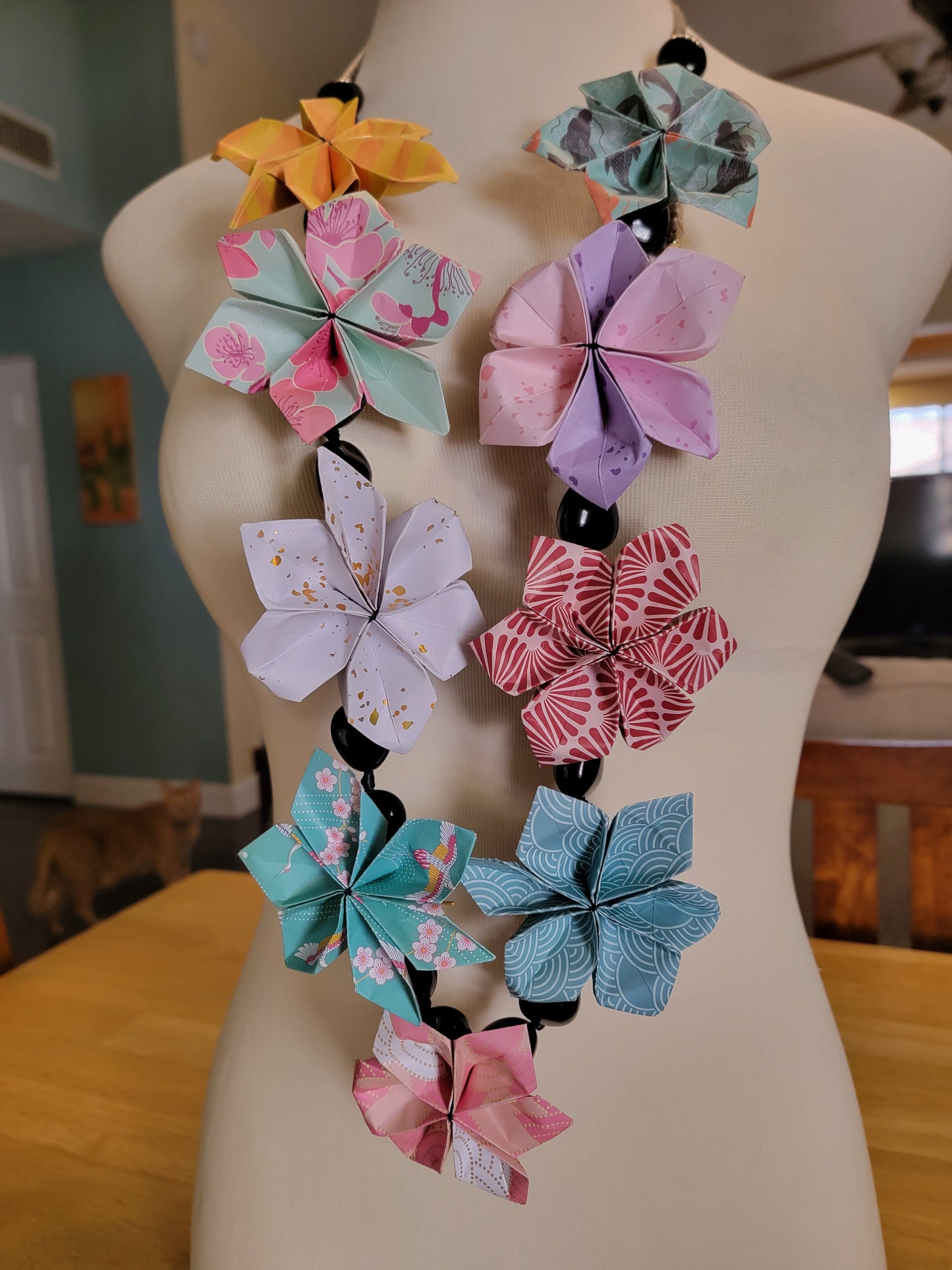 Paper Flower Lei | 37 Inch Origami Necklace