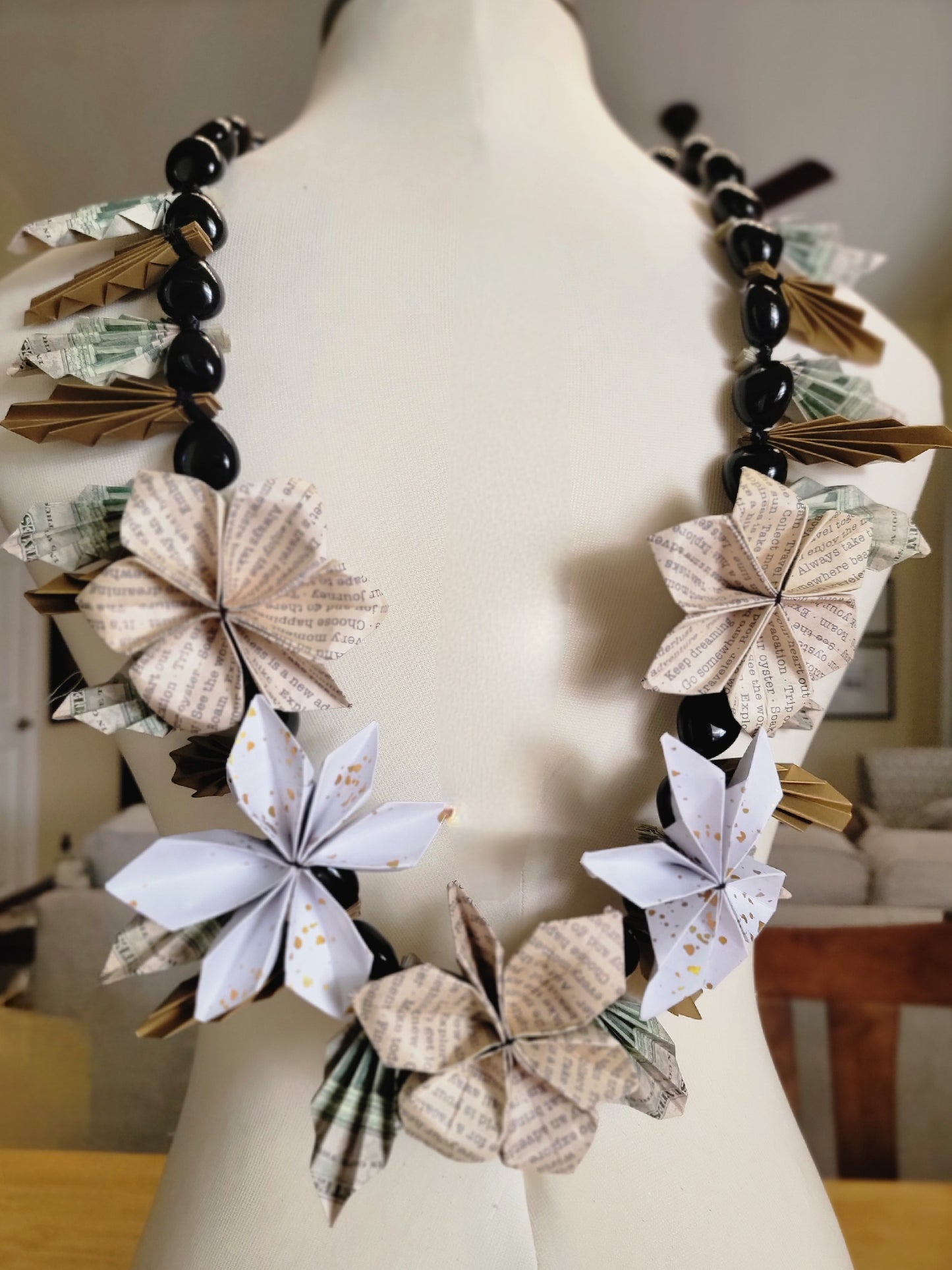 Paper Flower Lei | 37 Inch Origami Necklace