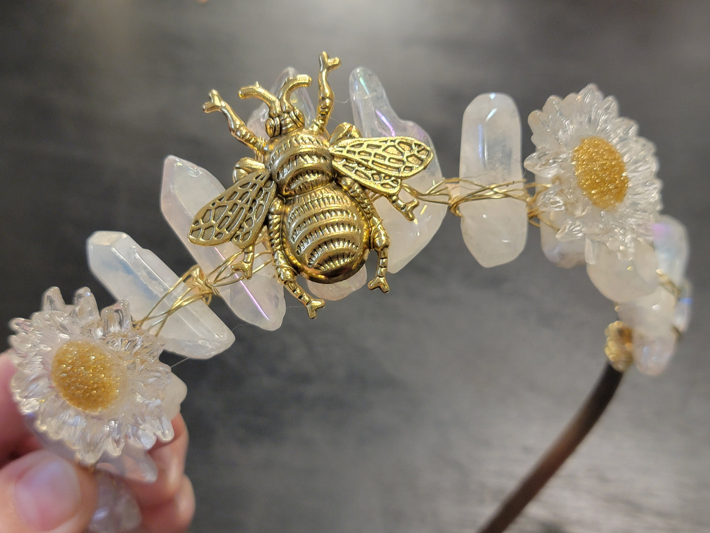 Queen Bee Quartz Moon inspired Crown