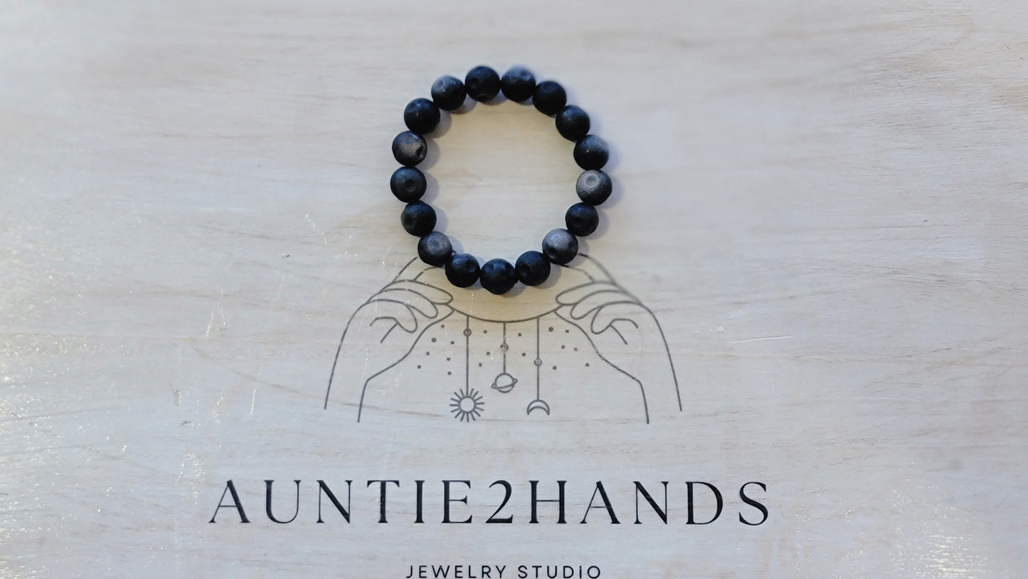 Silver Sheen Obsidian Moon Mala