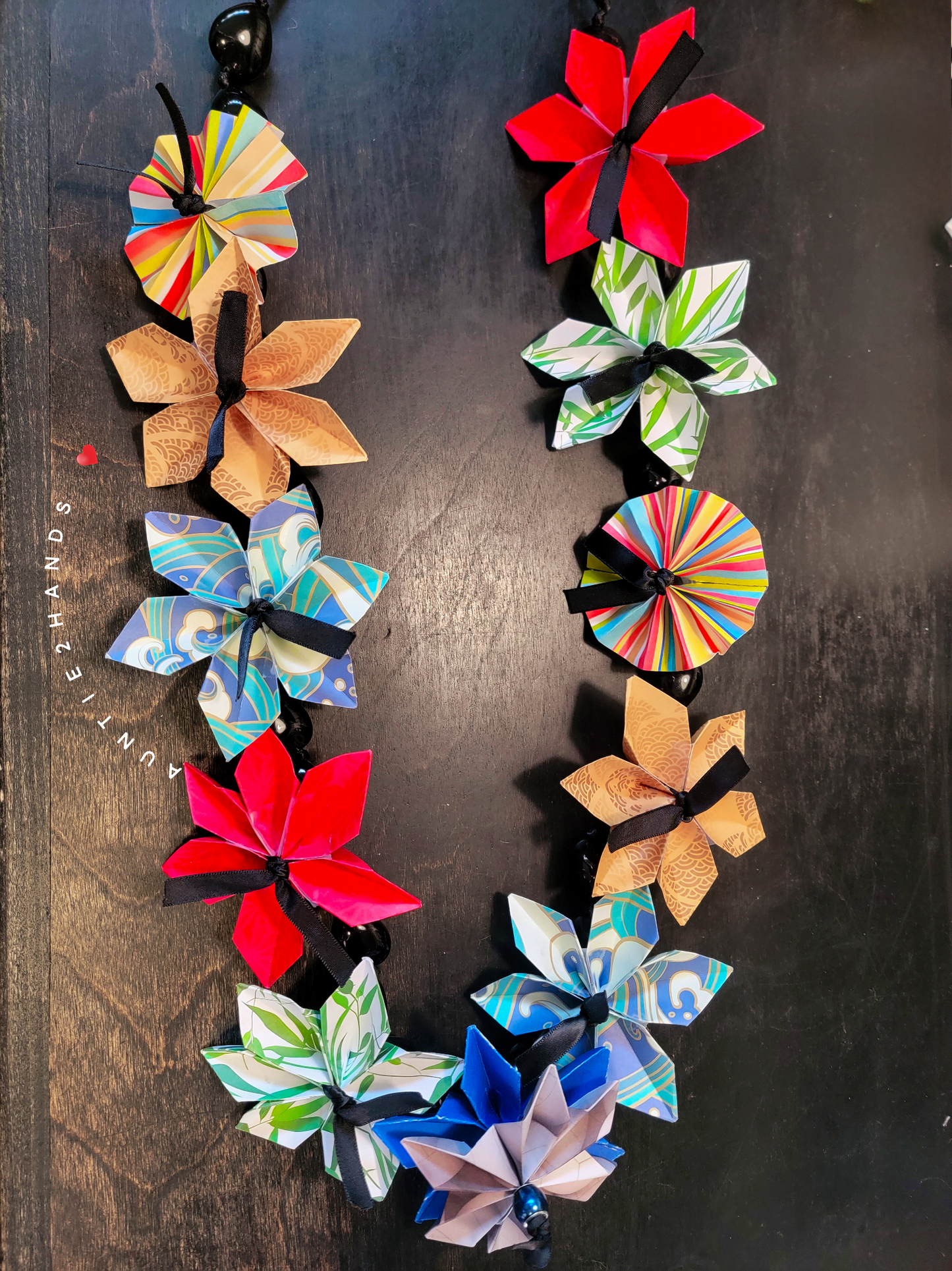 Paper Flower Lei | 37 Inch Origami Necklace